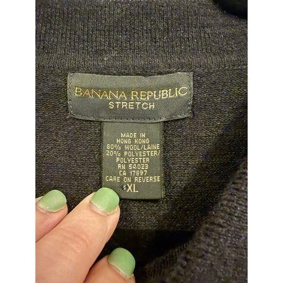 Banana Republic Stretch Wool Blend Collared Sweater Dark Gray Size XL - Picture 2 of 4